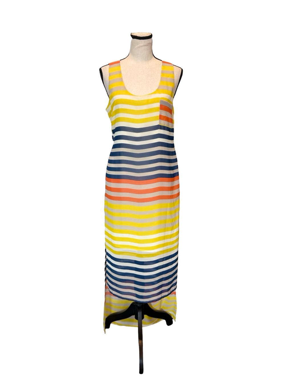 Romeo & Juliet Couture Striped High Low Cutout Maxi Dress Medium
